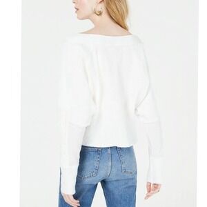 Free People Josie Waffle Knit Sweater Ivory Cable Braided Braid - $128 MSRP SZM